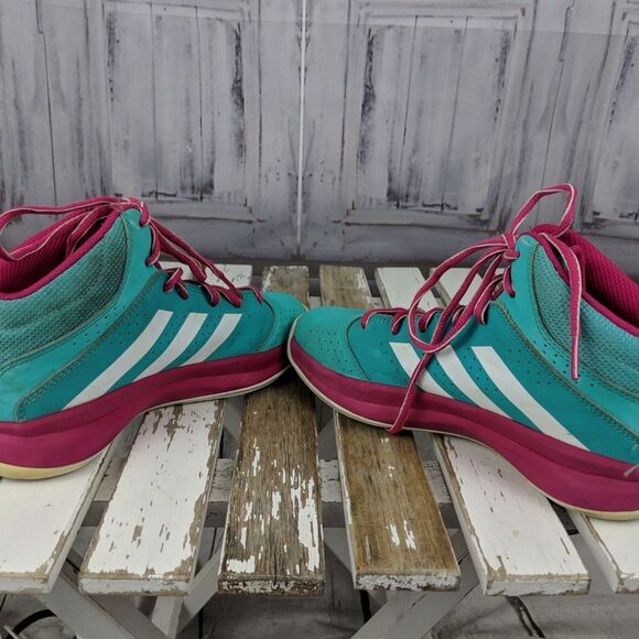 Adidas kids Q16038 shoes hi-tops sneakers green pi - Picture 3 of 8